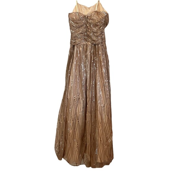 Hailey by Adrianna Papell Embellished Tulle Gown Sz 6 Champagne Prom Wedding - Picture 2 of 6